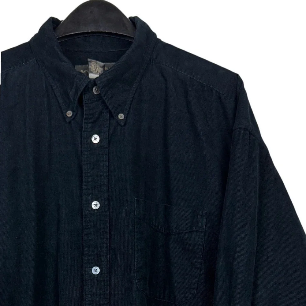 Banana Republic CORDUROY Shirt Mens XXL Cotton Long Sleeve Button Down Black